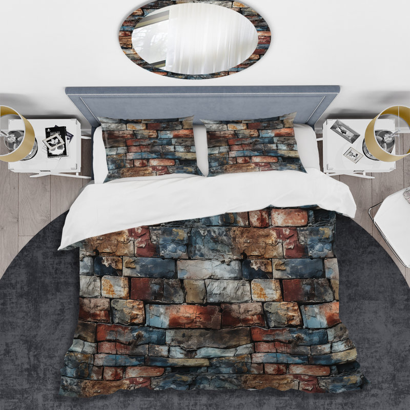 Urban Retreat - Brick Duvet Cover Set, King Duvet Cover + 2 King Shams