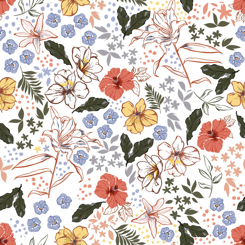 Peel & Stick Floral Wall Mural, 10.42' W x 10.42' L