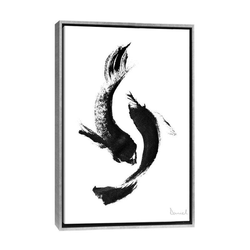 « Koi » par Dan Hobday-impression, H 26 po x l 18 po x P 1,5 po, Toile avec cadre argenté