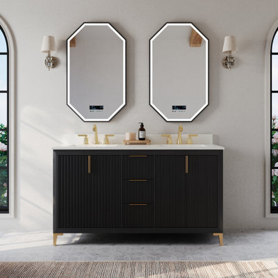 Turlington 60" Freestanding Standard Double Bathroom Vanity with Top