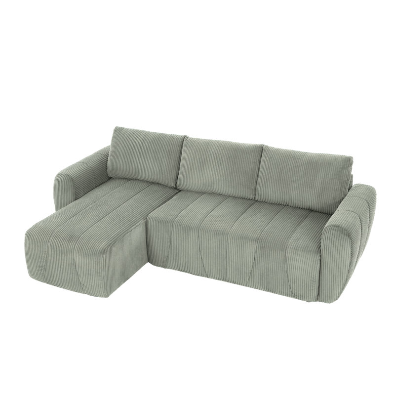 Canapé modulaire en L convertible, Velours côtelé gris