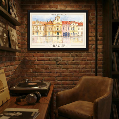 «Scenic & Cityscapes», château de Prague, aquarelle, architecture, réflexions, reproduction d'art européenne