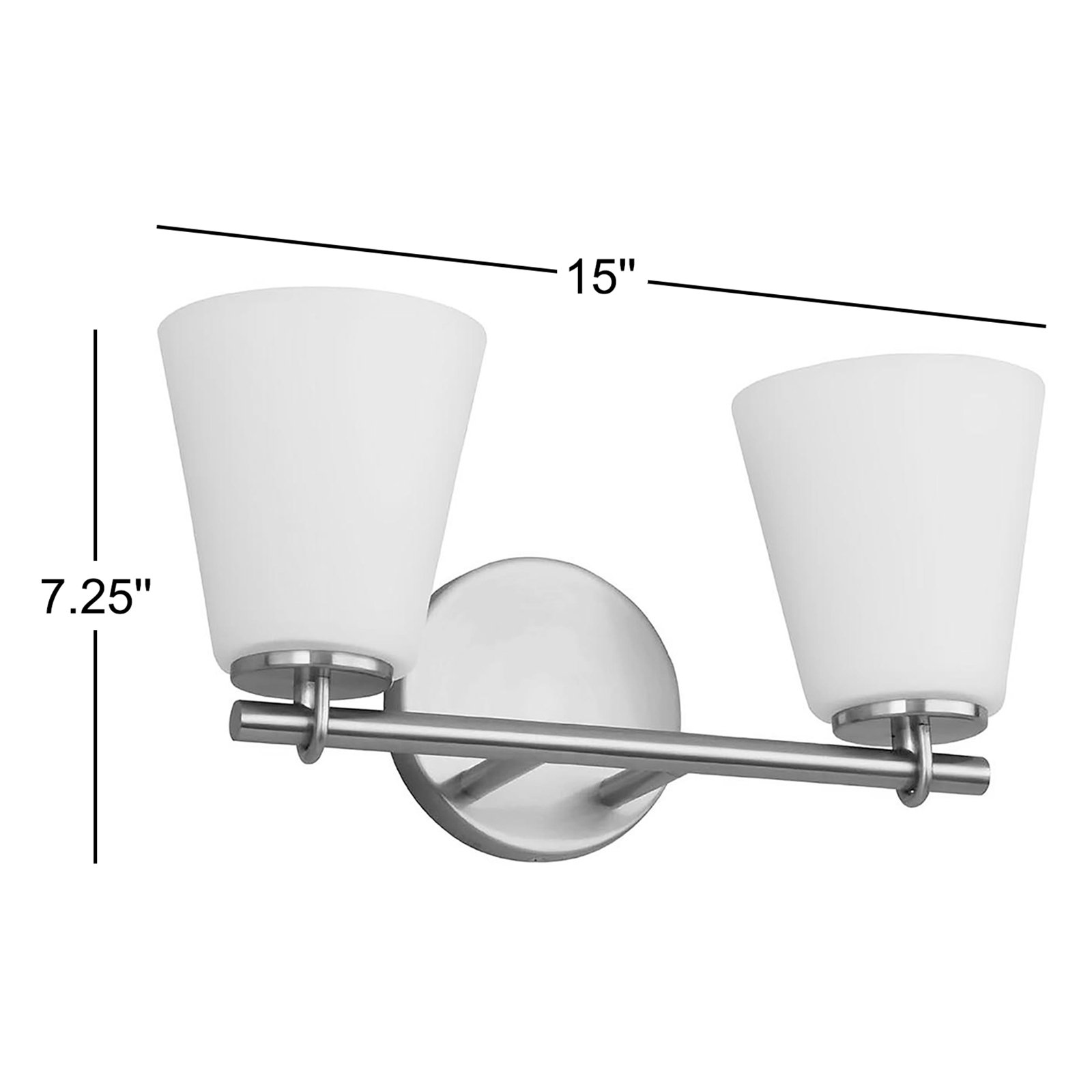 Rafaella 2 Light Frosted Dimmable Vanity Light, Matte Black
