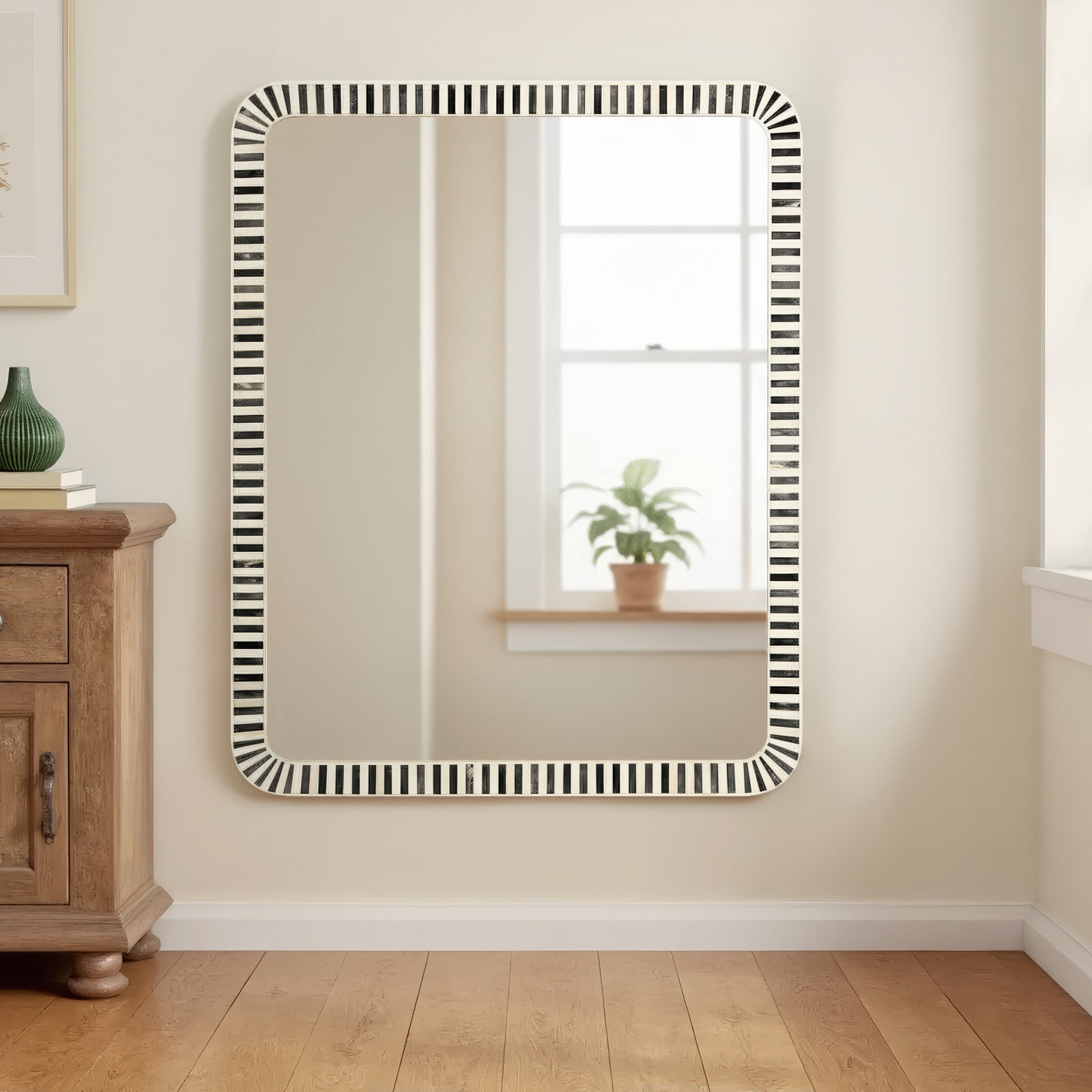 Donham Bone Rectangular Wall Mirror