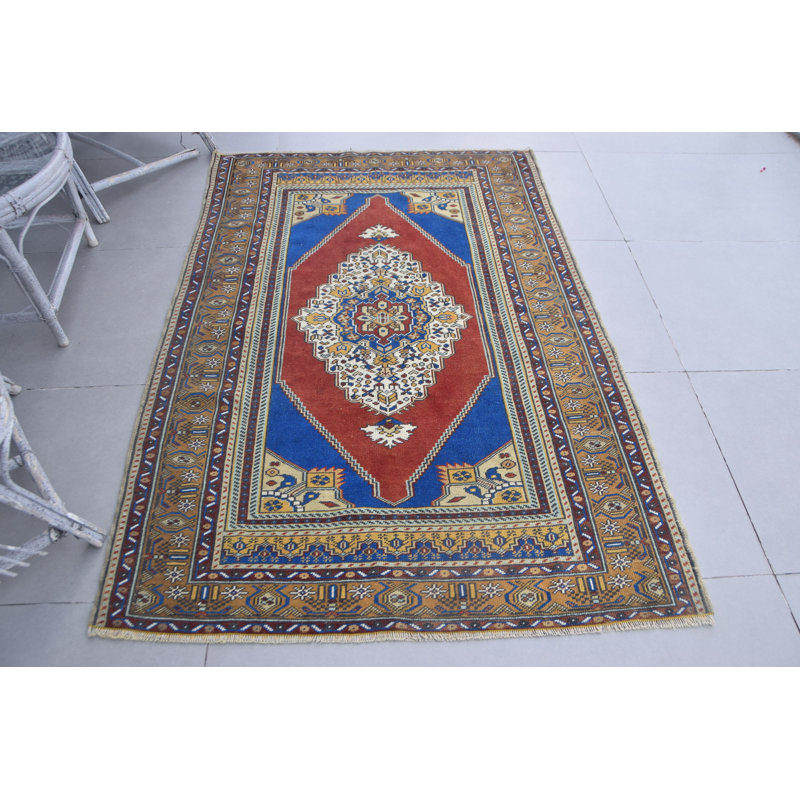 Tapis turc vintage en laine pour l'extérieur et l'intérieur avec un design rouge antique
