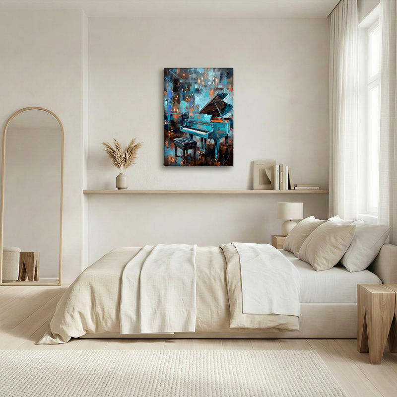 Ensemble de 1 tableau sur toile « Piano bleu », 24"H x 18"W, Wrapped Canvas
