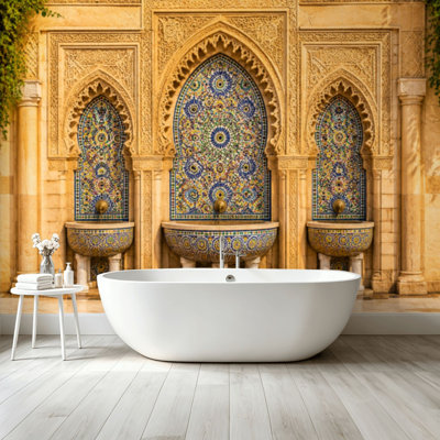 Peel and Stick Wallpaper Wall Mural moroccan style fountain fine colorful mosaic tiles Wall Art Self Adhesive and Removable