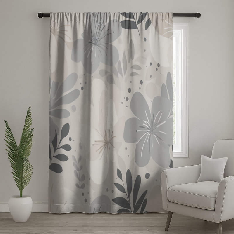 Rideaux floraux, voilages et voilages à motif floral - 1 panneau, Transparent, 50 po x 80 po - 1 panneau