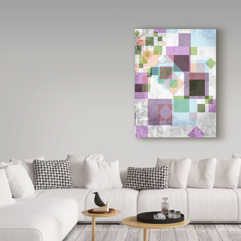 Grogan «Purple Squares», reproduction sur toile tendue, H 19 po x l 14 po x P 2 po