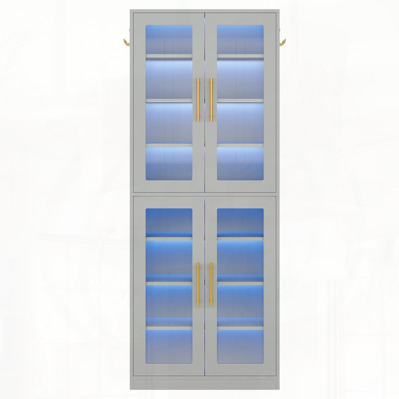 Bibliothèque avec portes et armoire à DEL avec tablettes réglables, Gris