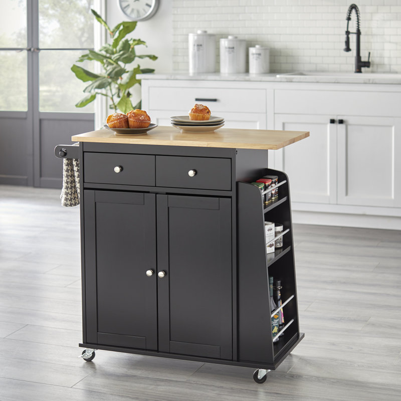 Ferraro Wood Kitchen Cart, Black