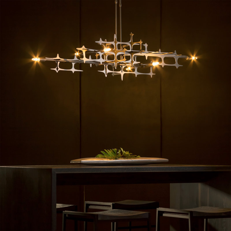 Grid 6 - Light Unique/Statement Geometric Chandelier, Burnished Steel, 48.3