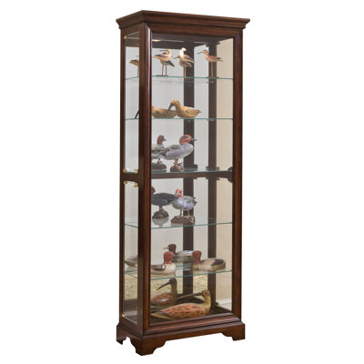 Goode Mirrored 5 Shelf Gallery Curio Cabinet in Oak Brown