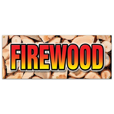 FIREWOOD BANNER SIGN Fire Wood Split Hickory Cord Delivered Stacked