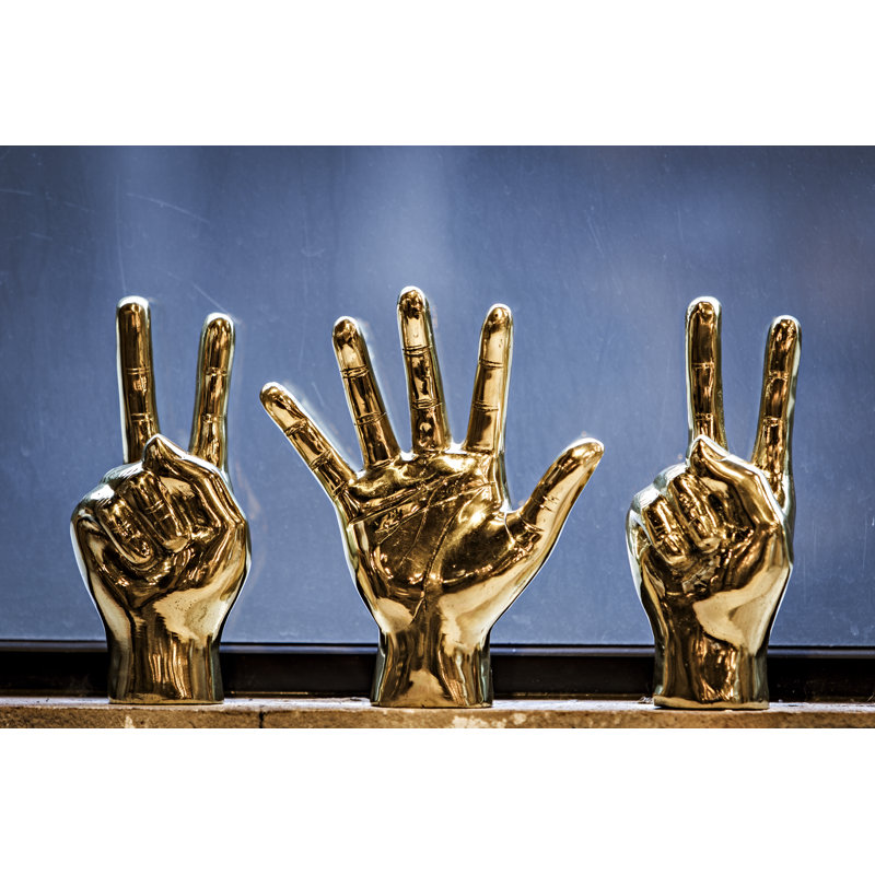 Lusk Peace Sign Sculpture, Antique Brass