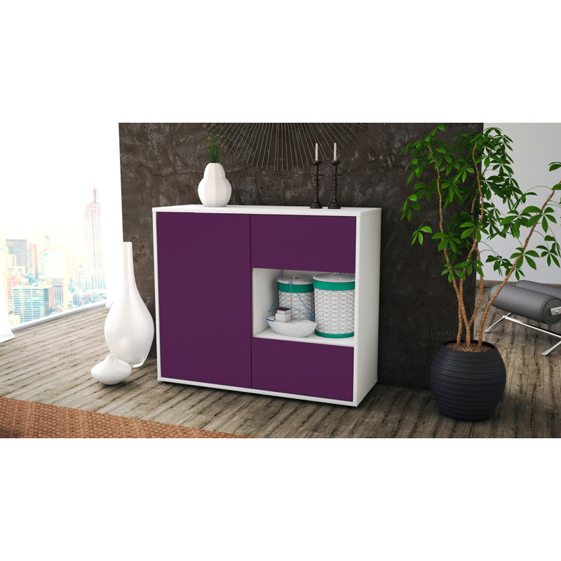 Quebec 92cm Sideboard, White/Purple