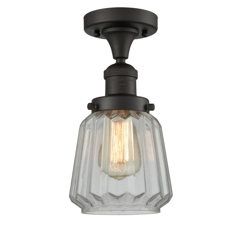 Plafonnier semi-encastré cylindrique simple à 1 lumière 6,25 po Arbogast, Transparent, Ampoule DEL rétro de 3,5 watts