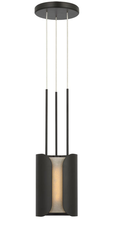 Anne-Marie Barton Armise Pendant with Nova Frost, 242" H x 7.5" W, Matte Carbon, White
