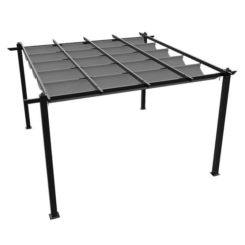 Aluminium Pergola with Retractable Roof, Grey