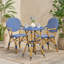 Ensemble d'extérieur français en rotin et aluminium 3 pièces, sarcelle foncé et blanc, finition bambou, ensemble de patio, ensemble de conversation, ensemble de sièges de patio
