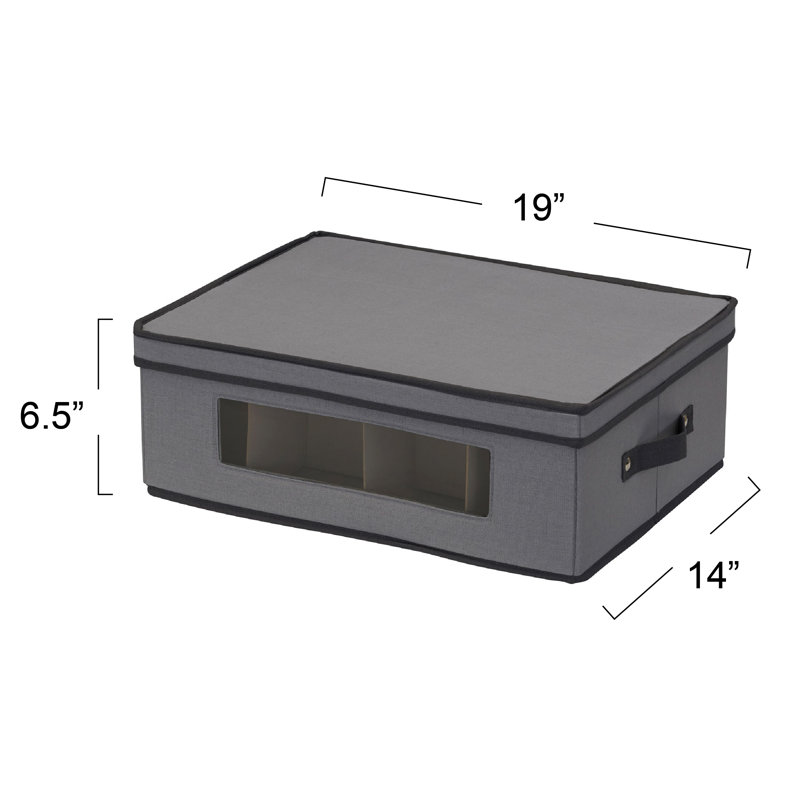 Gray Fabric Stackable Lidded Storage Box with Window