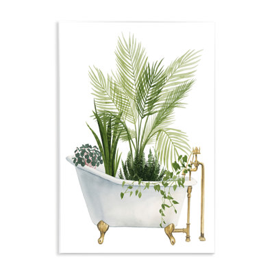 " Various Plants Greenery Vintage Tub " by Grace Popp Painting Print