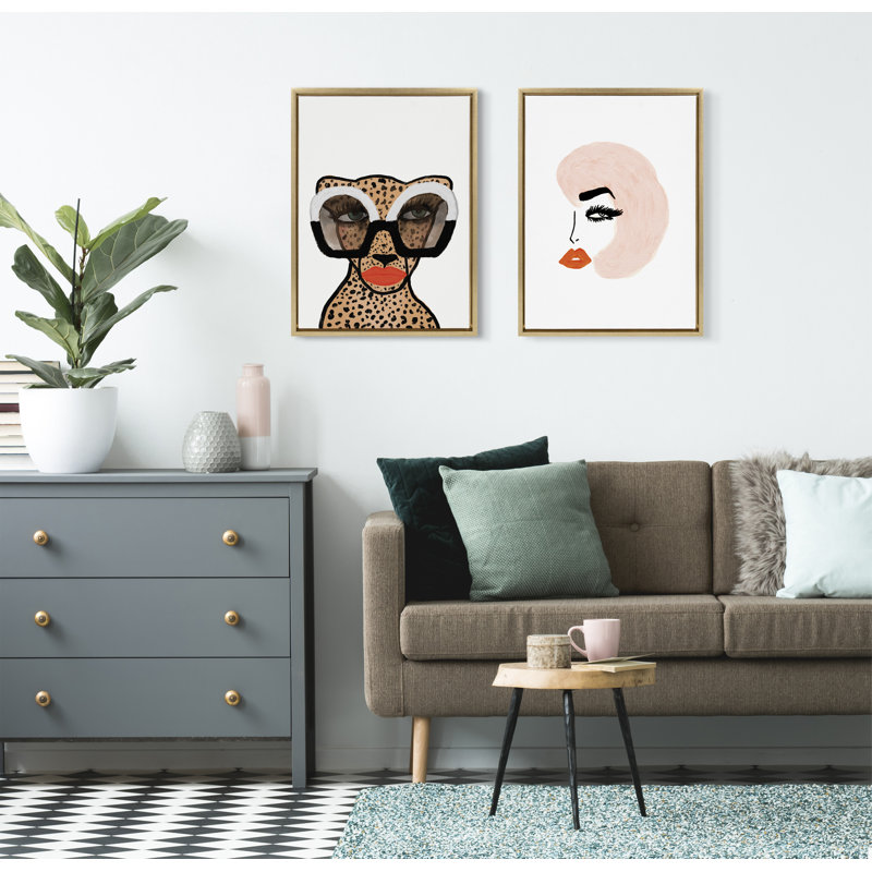 «Cheetah 4» par Bouffants and Broken Hearts LLC, reproduction d'art sur toile encadrée, Doré