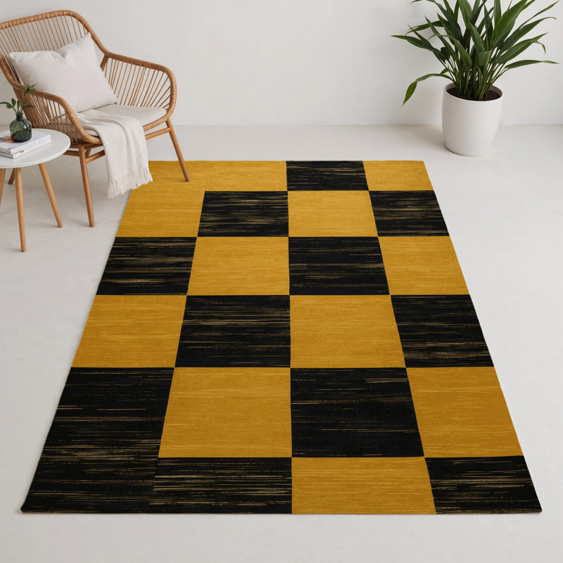 Tapis d'intérieur et d'extérieur à carreaux brun, Rectangulaire 3 pi x 5 pi