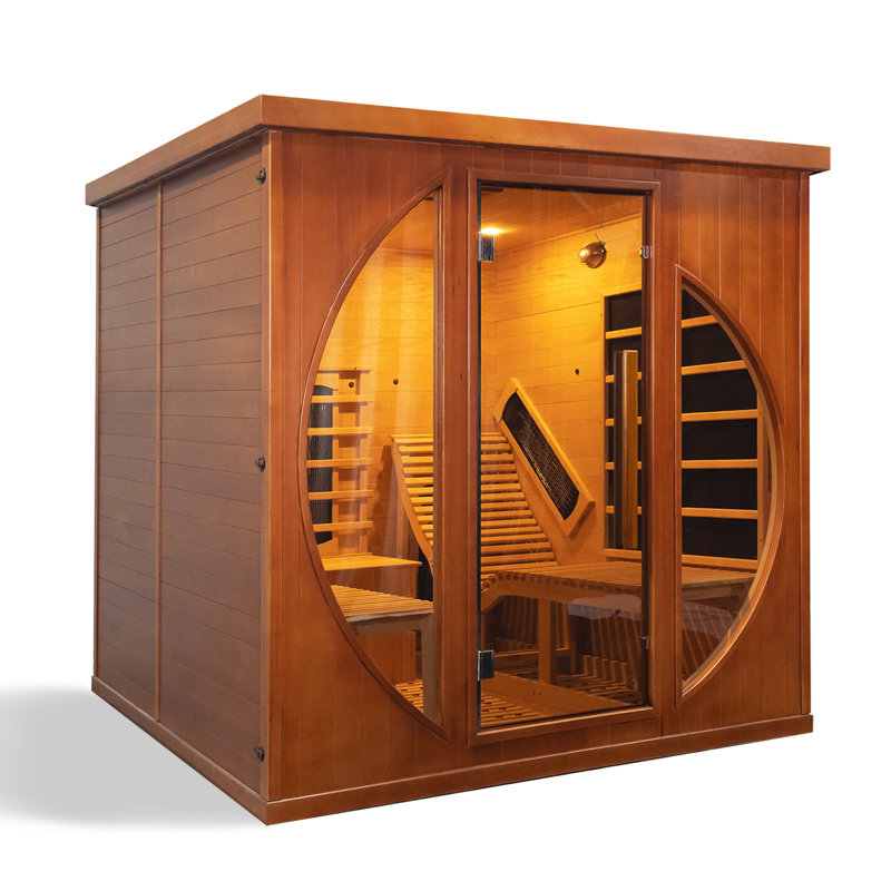 DUTHSS 2 Person Infrared Sauna for Home with Recliner,3400W Indoor Dry Canadian Cedar sauna Room with 10 Heating Panels, Oxygen Bar,Panoramic Tempered Glass