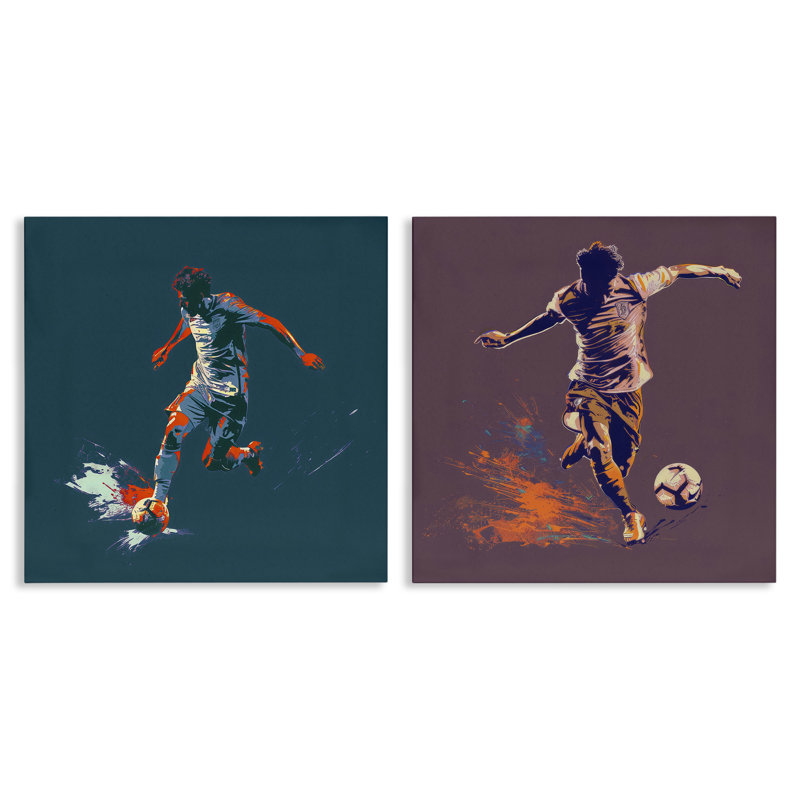  Ensemble d'art mural sur toile Kick Soccer Ball But 2 par Lazar Studio, H 24 po x l 24 po