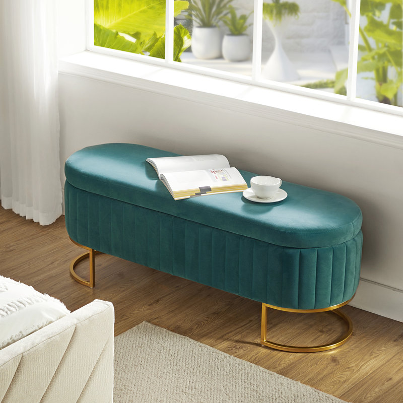 Banc de rangement moderne l 49,2 po Easthampton, Sarcelle