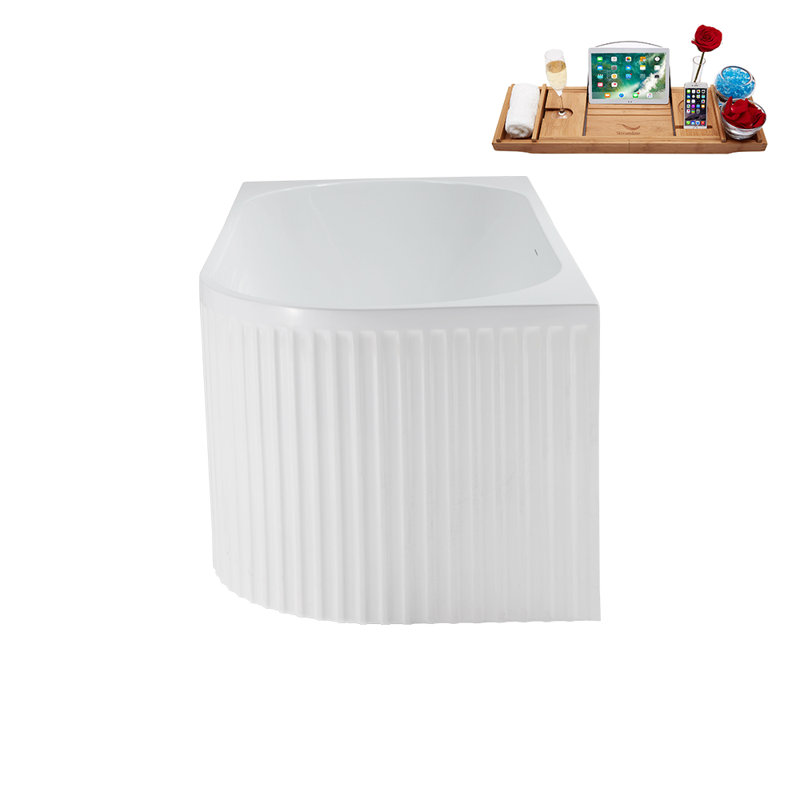 59.1'' x 28.3'' Freestanding Soaking Acrylic Bathtub, Glossy White