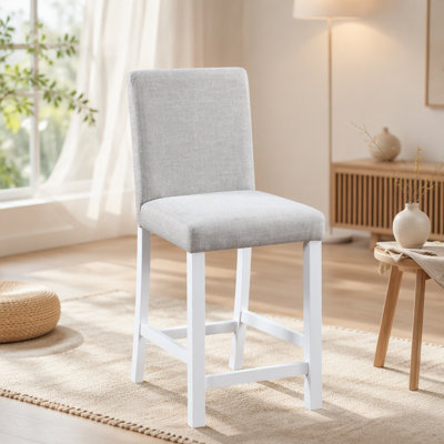 Ensemble de 4 chaises de comptoir avec assise rembourrée en lin et dossier haut ergonomique pour cuisine ou salle à manger