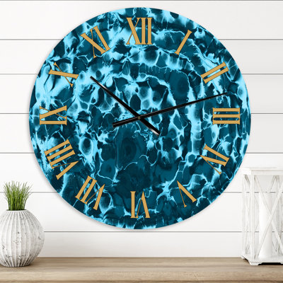 Wet Blue Painted Waves - Horloge murale moderne
