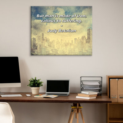 Artsy Quote "But man is made of iron, callous to suffering." By Judy Batalion Gallery Wrapped Canvas