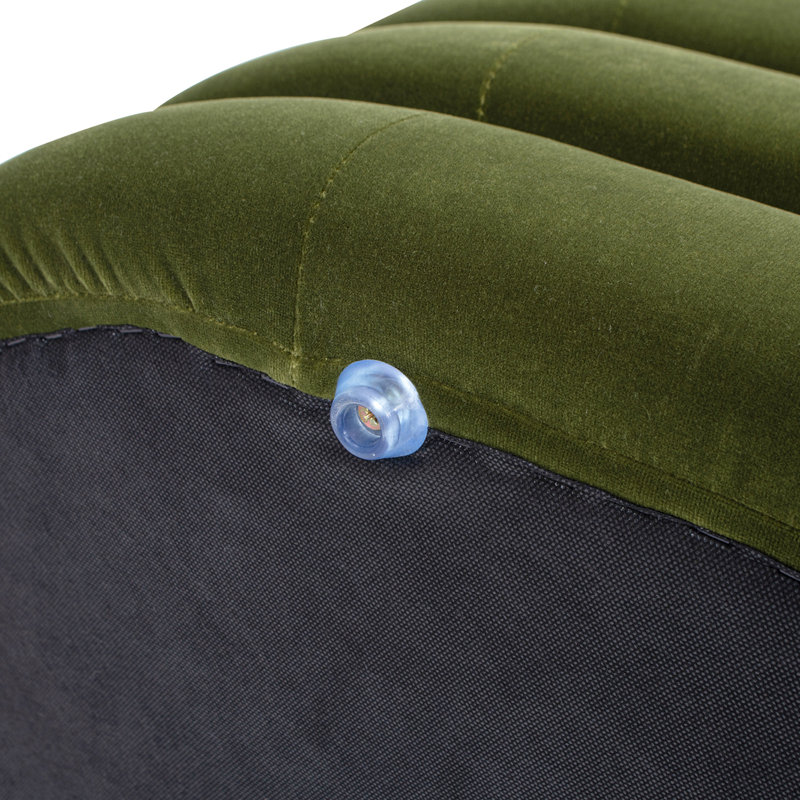 Banc de rangement ovale rembourré 49 po, velours performance vert olive