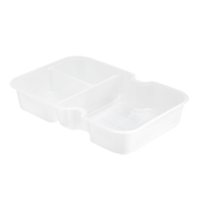 Restaurantware-TRAYS ONLY: Futura 10 Ounce Trays For Meal Prep Containers, 100 Microwavable Trays For 32 Or 37 Ounce Containers - Containers Sold Separately, 3 Compartments, White Plastic Food Trays