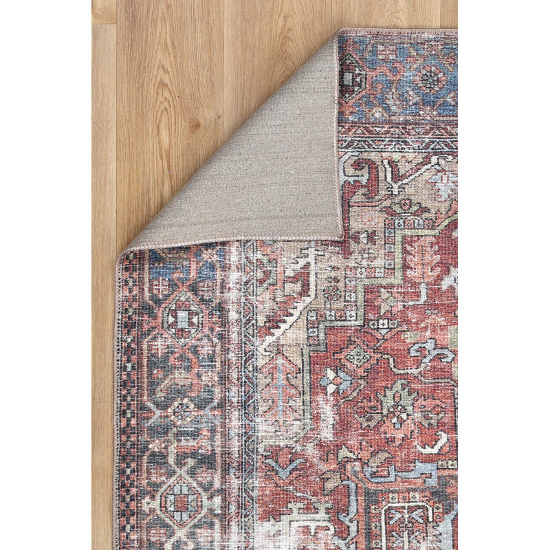 Machine Washable Area Rug in Rust, Rectangle 5'2'' x 7'6''
