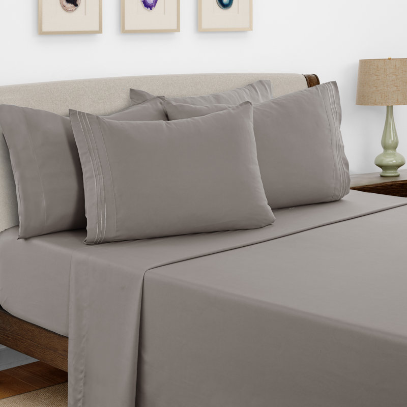 Lux Decor 6-Piece Ultra-Soft Microfiber Sheet Set Deep Pocket Fitted Sheet, Wrinkle & Fade-Resistant, Hotel Quality Bedding