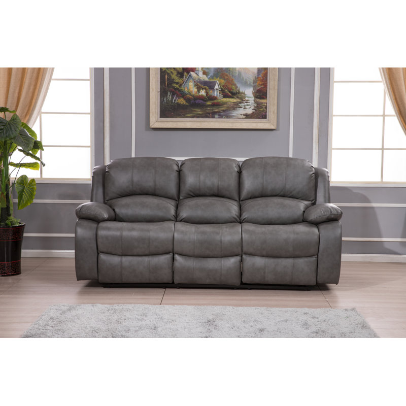 Convergent 85'' Upholstered Reclining Sofa, Manual, Gray