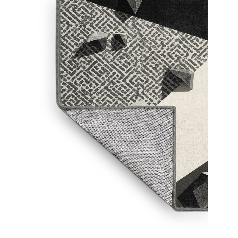 Machine Washable Aust Bouldering Indoors Modern Geometric Rug in Gray – Gray Binding, 7x9