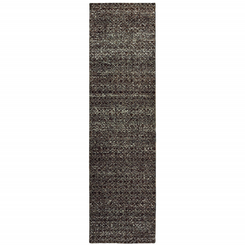 Tapis de couloir gris anthracite et brun tissé à la machine 2 pi x 10 pi