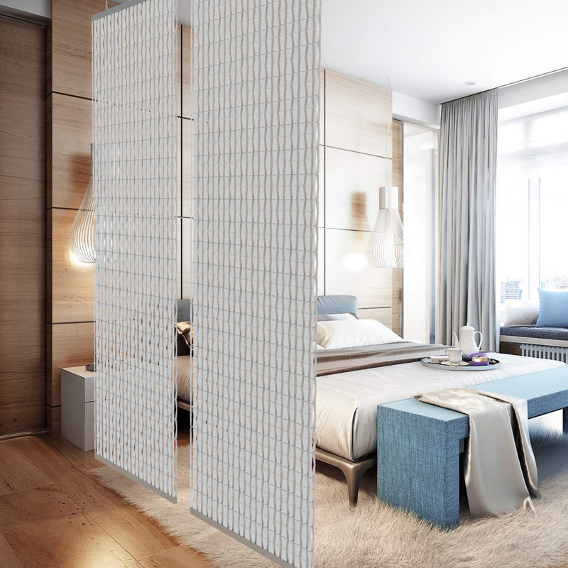 118cm W x 240cm H Metal Hanging Room Divider, White
