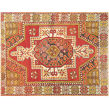 One-of-a-Kind Hand-Knotted 1960s 3'6" x 4'7" Wool Area Rug in Red/Brown/Yellow/Green