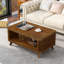 Table basse rectangulaire en bois avec des pieds solides et une tablette ouverte pour l'organisation du salon et l'installation facile.
