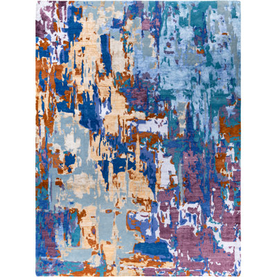 Overdyed One-of-a-Kind Rectangle 9'2" x 12'2" Hand Knotted Area Rug