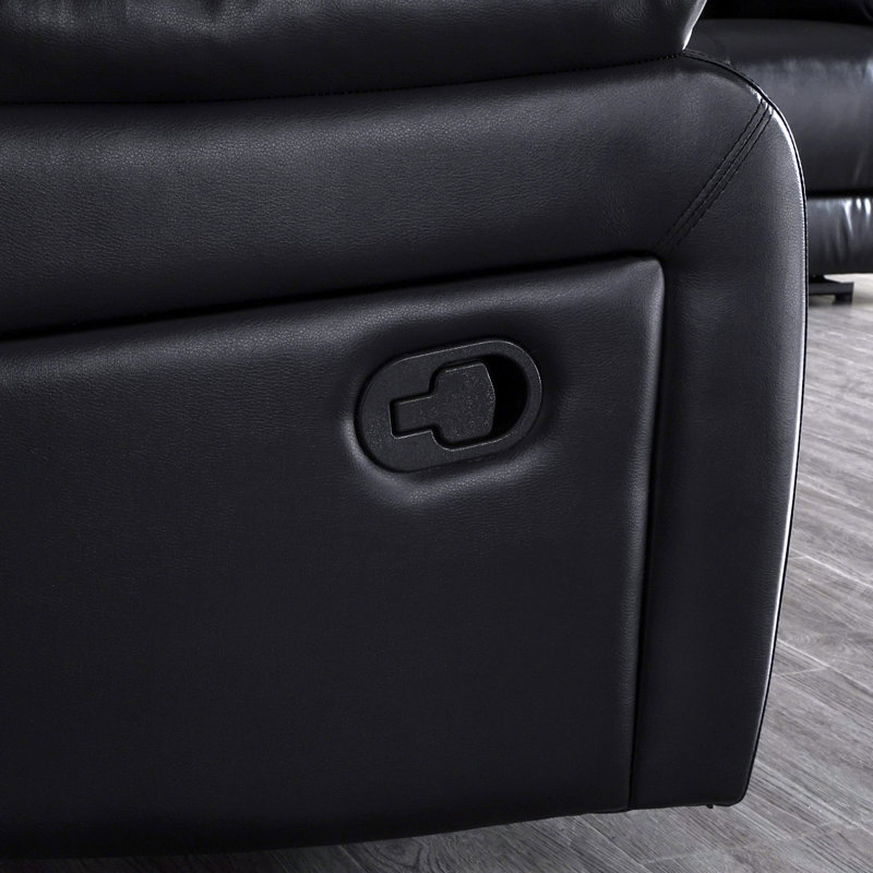 59.5'' Faux Leather Reclining Loveseat, Black