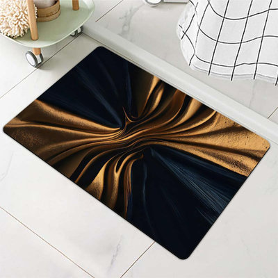 Diatomaceous Earth Bath Mat,Abstract Golden and Black Non-Slip Volume Super Absorbent Fast Drying Eco-Friendly Easy to Clean for Bathroom Kitchen Door mat 16×24Inch (40 * 60cm)