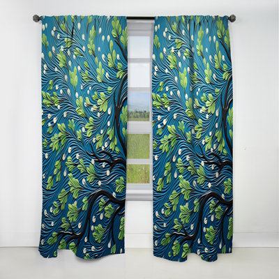 Kaila - Rideau sycomore - Rideau occultant à motif floral - 1 panneau