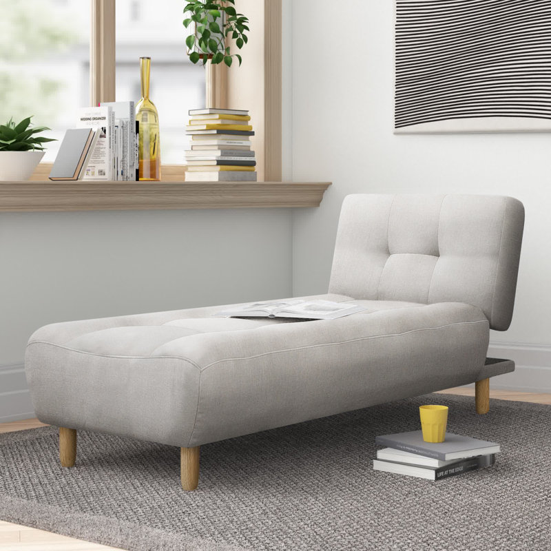 Seren Upholstered Chaise Lounge, Light Grey